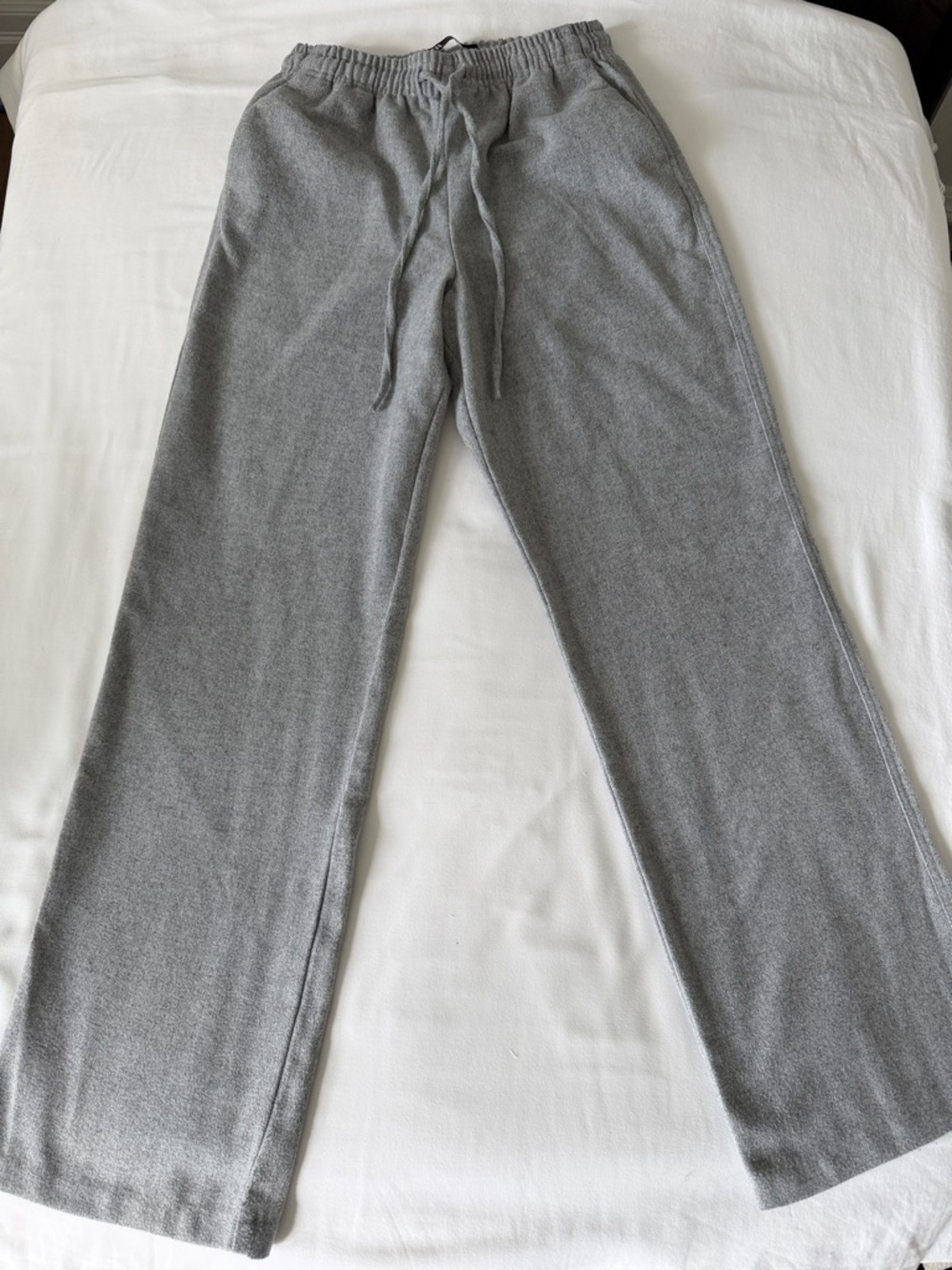 Zara Gray Elastic-Waist Straight cozy Fleece Sweatpants XS